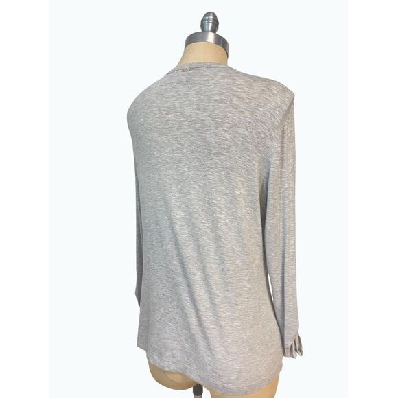 St. John Designer Gray Henley Long Sleeve Top Large - Picture 3 of 5